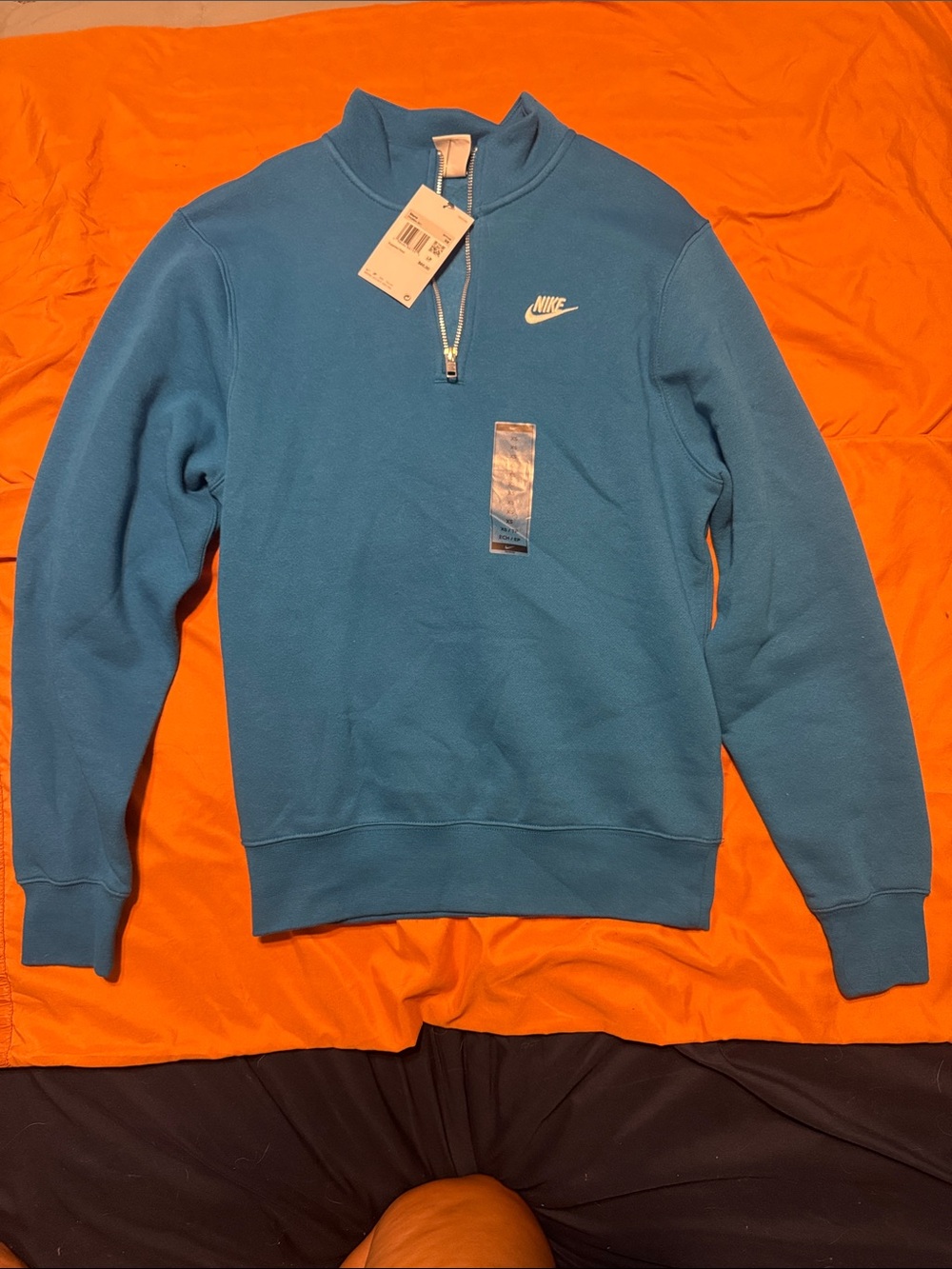 Nike Men's Teal Half-Zip Fleece Sweatshirt